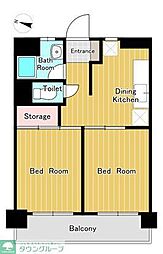 トーア錦糸町マンション 2DKの間取図画像
