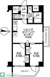 ルフレプレミアム日暮里 2LDKの間取図画像