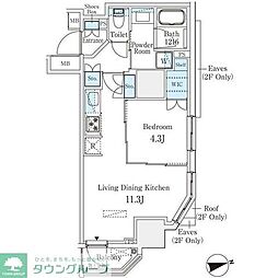浅草田原町レジデンス 1LDKの間取図画像