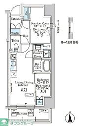 PARKAXIS浅草田原町ガーデン 2LDKの間取図画像