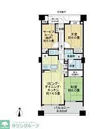 コスモ錦糸町リベディア 2SLDKの間取図画像