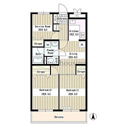 ドエルリバーサイド大島 3DKの間取図画像
