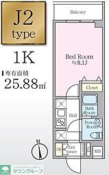 アイルプレミアム押上イースト 1Kの間取図画像