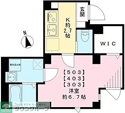 レジデンス横網 1Kの間取図画像
