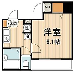 SPATIE門前仲町サウスクレスト 1Kの間取図画像