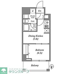 江東区亀戸2丁目マンション 1DKの間取図画像