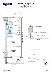 プラウドフラット墨田曳舟 1DKの間取図画像