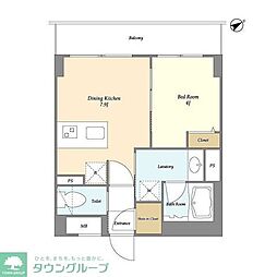 グランカーサ清澄白河 1DKの間取図画像