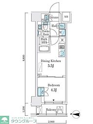クインテット錦糸公園 1DKの間取図画像