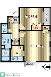 元麻布フォレストプラザII 2階1LDKの間取り