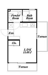 エストフルーヴ 1階ワンルームの間取り