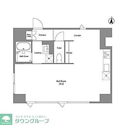 品川港南テラス 6階ワンルームの間取り