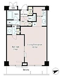 パークプレイス三田 2階1LDKの間取り