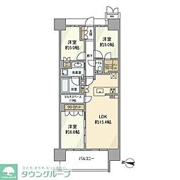 ＭＪＲ深川住吉 14階3LDKの間取り