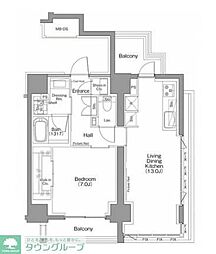 ザ・パークハビオＳＯＨＯ南青山 12階1LDKの間取り