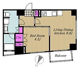 ソラーニ目黒不動前 2階1LDKの間取り