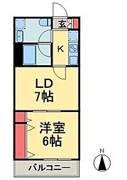 パークアクシス亀戸 5階1LDKの間取り