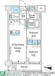 Ｊ．ＧＲＡＮ　Ｃｏｕｒｔ　品川西大井ＷＥＳＴ 4階2LDKの間取り