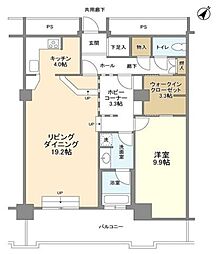 トルナーレ日本橋浜町 39階1LDKの間取り