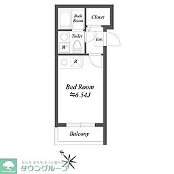 ルクレ三田 3階ワンルームの間取り