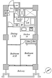 六本木ビュータワー 11階2DKの間取り