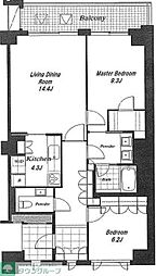 麻布第一マンションズ 4階2LDKの間取り