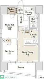 ＢＬＥＳＳ亀戸(ブレスカメイド) 7階2LDKの間取り