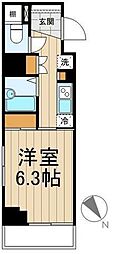 門前仲町レジデンス壱番館 6階1Kの間取り