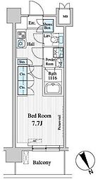 プレノ清澄庭園 3階1Kの間取り