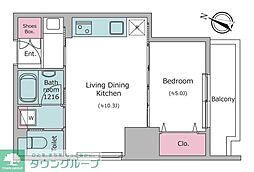 クロスレジデンス日本橋本町 12階1LDKの間取り