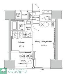 ザ・パークハビオ人形町レジデンス 7階1LDKの間取り