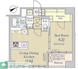 京橋レジデンス 8階1LDKの間取り