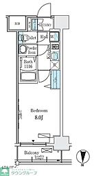 ディームス東陽町II 8階1Kの間取り