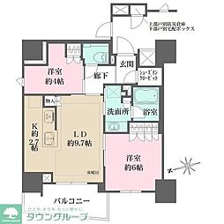 品川区東中延1丁目マンション 2LDKの間取図画像