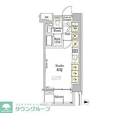 パークアクシス錦糸町・親水公園 ワンルームの間取図画像