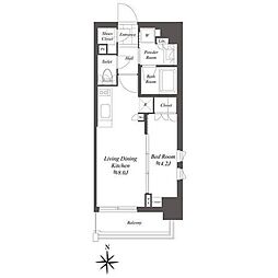 クレストコート白金高輪 1LDKの間取図画像