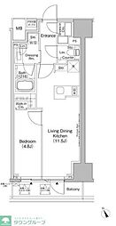 ザ・パークハビオ日本橋茅場町 1LDKの間取図画像