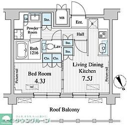 プレノ清澄庭園 1LDKの間取図画像