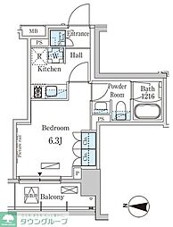 ParkAxis錦糸町WEST 1Kの間取図画像
