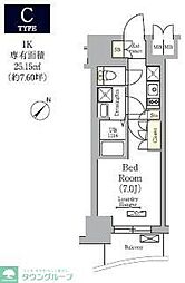 テラス月島 1Kの間取図画像