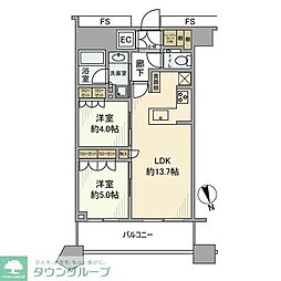 勝どきザ・タワー 2LDKの間取図画像