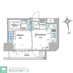 ルフォンプログレ品川大井 1DKの間取図画像