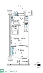 J.GRANCourt品川西大井WEST 1DKの間取図画像