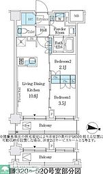 J.GRANCourt品川西大井WEST 2LDKの間取図画像