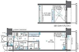 ZOOM芝浦 1Kの間取図画像