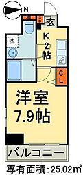ドルチェ秋葉原North・参番館 1Kの間取図画像