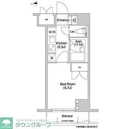 コンフォリア芝浦キャナル 1Kの間取図画像