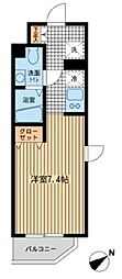モノトーン門前仲町 ワンルームの間取図画像