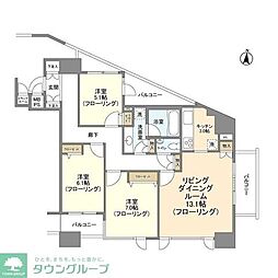 HF白金高輪レジデンス 3LDKの間取図画像