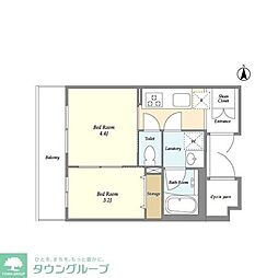 ドゥーエ大鳥居WEST 1DKの間取図画像